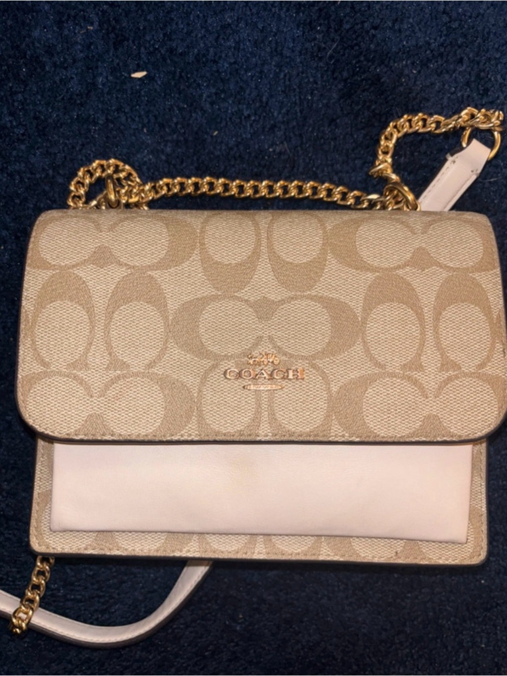 Coach Khaki Signature Canvas Crossbody with Pale Trim and Gold Hardware